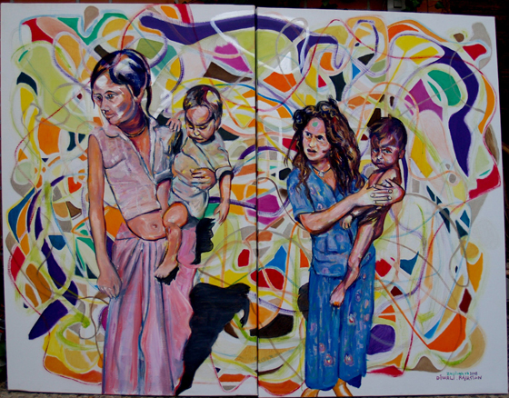 Zaldívar.2008. Diwali en Rajastán. Oleo-tela. Diptico. 100 x 130 cm
