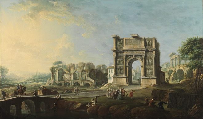 Antonio Joli, Visita de María Amalia de Sajonia al Arco de Trajano, h.1759