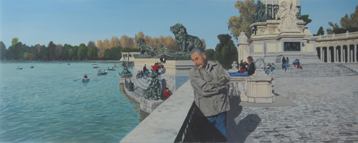 Parque del Retiro de Madrid, 2007. Acrílico sobre tela 50x130 cm.