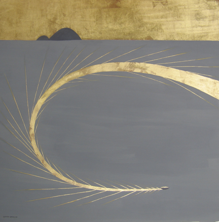 Carme Sanglas Solstici, 2008, Temple y pan de oro sobre papel, 56 x 56 cm.