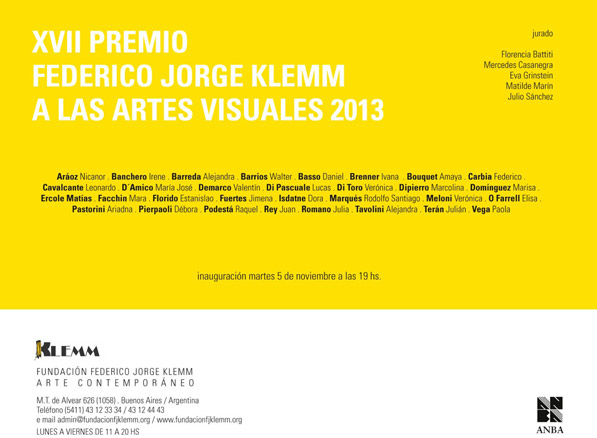 XVII Premio Federico Jorge Klemm a las Artes Visuales 2013