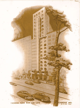 Gregori Ilych Warchavchik, proyecto para edificio Moreira Salles, São Paulo,1951