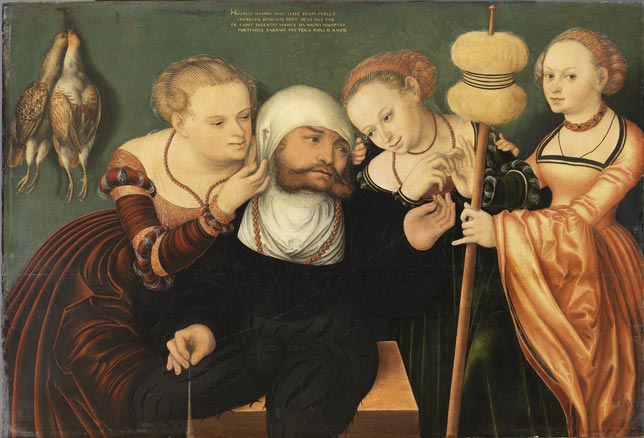 Hans Cranach, Hércules en la corte de Onfalia, 1537 -antes de la restauración-