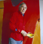 José Guerrero, realizando una de sus telas