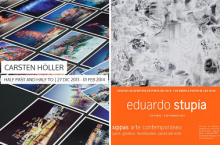Carteles de las exposiciones de Carsten Höller y Eduardo Stupía
