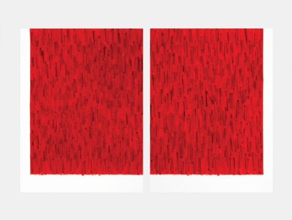 David Rodríguez Caballero, 29.september.2015, 2015, vinyl on paper, diptych, each 40 x 30 in., 101.6 x 76.2 cm