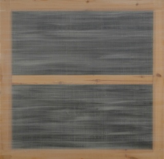 Ignasi Aballí, Pell, 2001, Pintura/barniz sobre madera, 100 x 100 cm. Cal Cego, colección de arte contemporáneo