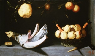 Juan van der Hamen, Cardo y cesta de manzanas, 1622