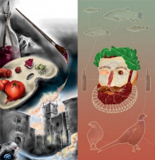Belleza de sabores, Agustín Castro Terrón // Collage gastronómico, Tania de Azebedo Ribeiro (Ganadores diseño gráfico categorías A y B - 2015)