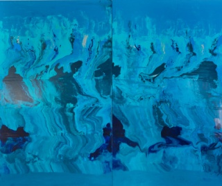 José Yaque, "Turquesa II", 2018. Acrylic paint, enamel on canvas, 310x380 cm. — Cortesía de Mario Mauroner Contemporary Art