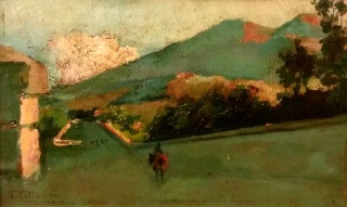 Tito Cittadini, paisaje de Mallorca, óleo sobre tabla, 16x26 cms.