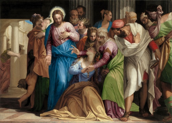 La conversión de María Magdalena Paolo Veronese Óleo sobre lienzo, 117,5 × 163,5 cm h. 1548 Londres, The National Gallery, Wynn Ellis Bequest, 1876 / The Conversion of Mary Magdalene Paolo Veronese Oil on canvas, 117.5 × 163.5 cm c. 1548 London, The National Gallery, Wynn Ellis Bequest, 1876