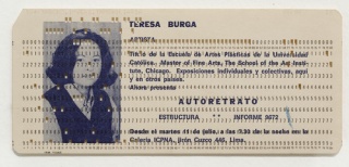 Teresa Burga, Autorretrato (invitation card), 1972, Sammlung Migros Museum für Gegenwartskunst