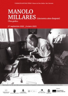 Cartel de "Manolo Millares ( cincuenta años después ) obra gráfica"