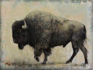 David Morago, Bisonte, 180 x 240 cm. Acrílico/madera