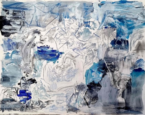 Eduardo Stupía, Landscape 18, 2022. Mixed media on paper, 50 × 65 cm. Courtesy of the artist and Xippas Gallery