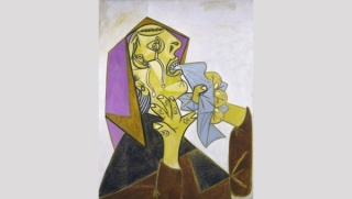 Pablo Picasso. Cabeza de mujer llorando con pañuelo (III). Postscripto de «Guernica». Pintura, 1937