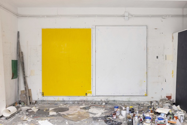 Manuel M. Romero: Sin título, 2024. Díptico. O?leo y collage sobre lienzo. 240x180cm - 250x195 cm. — Imagen cortesía de Galería Juan Silió