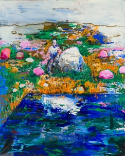 Lacalle, Estanque, 2019. Óleo sobre lienzo, 290 x 200 cm. OAK GM 190701-019 — Cortesía de la Galería Marlborough