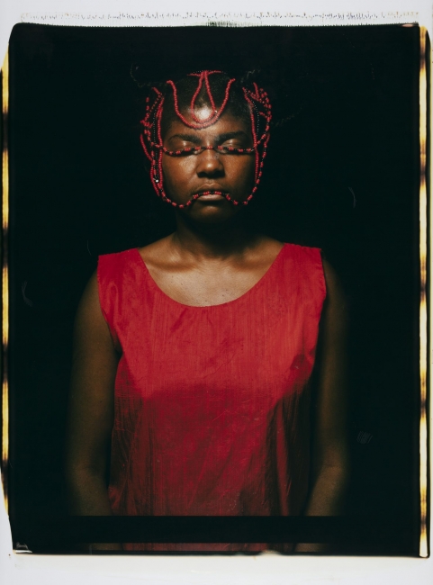 María Magdalena Campos-Pons. Red Composition (detail), from the series Los Caminos (The Path), 1997. Polaroid Polacolor Pro photographs; 3 parts: 37 × 29 in. each. Collection of Wendi Norris. © María Magdalena Campos-Pons. Image courtesy of the artist