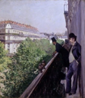 Gustave Caillebotte, Un balcón, bulevar Haussmann, 1880. Óleo sobre lienzo. Colección privada © Paris, Comité Caillebotte