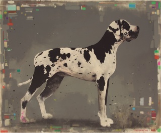 DAVID MORAGO, Dogo 160 x 180 cm. acrílico sobre madera — Cortesía de Ansorena Galería de Arte