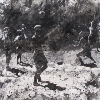 Álvaro Sellés, Mañana en la Playa, 150-150 cm. Tmixta, 2011,  finalista Premio Valdepeñas – Cortesía del artista