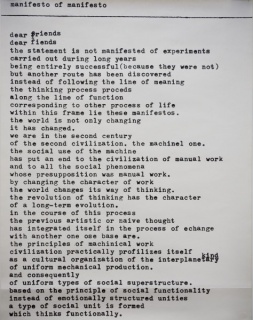 Mangelos  Manifesto of manifesto, 1977 Serigrafía sobre papel 71 x 50 cm Colección MUSAC  © Mangelos / Cortesía MUSAC