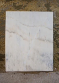 Lluís Blanc, S/T, serie Dibujos de escultor, 2017. Márbol Almería y panel de pared, 50 x 40 x 5 cm