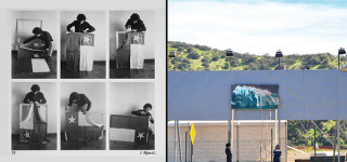 "Bandera" (1988) de Víctor Hugo Codocedo y "Tres maneras de fracasar frente a un paisaje" (2016) de Pilar Elgueta — Cortesía de Museo de Artes Visuales - MAVI