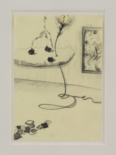 JORGE QUEIROZ, Untitled Sem Título, 1998. Colored pencils and charcoal on paper, Lápis de cor e carvão sobre papel, 21 x 14,6 cm.  — Cortesía de la Galeria Bruno Múrias