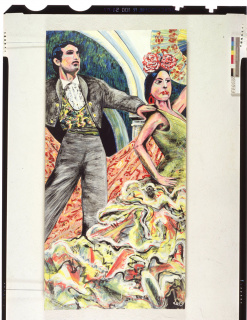 Costus, Pareja flamenca, 1981 Acrílico sobre contrachapado 244 x 122 cm. — Cortesía de Maisterravalbuena