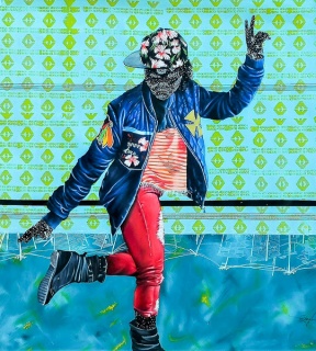 ANJEL | Gaya sana allure | 2018 | 120cm Alt x 110cm A | Acrílico sobre tela — Cortesía de OOA Out of Africa Contemporary Art