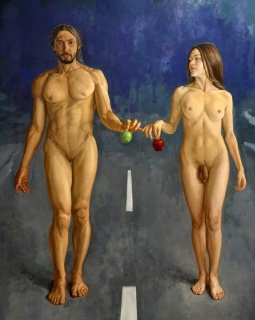 Eve and Adam, Oil on canvas, 190x160 cm, 2021. Museo de Arte Moderno de Bucaramanga