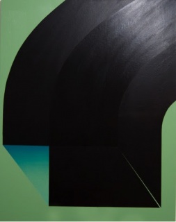Rodrigo Martín. Curve Fold #2, 2017. Acrílico sobre tela, 92 x 73 cm. – Cortesía de Gema Llamazares Galería