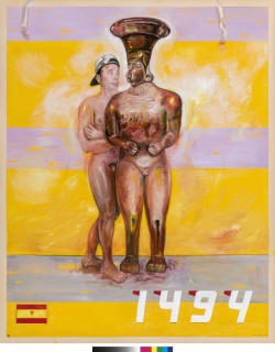 Juan Dávila, Tratado de Tordesillas, 2018. Óleo sobre lienzo. 250 x 200 cm. Cortesi?a del artista y Kalli Rolfe Contemporary Art, Melbourne