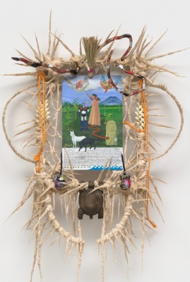 Guadalupe Maravilla, January 1984 Retablo (twin), 2023. Oil on tin, cotton and glue mixture on wood , 244 x 163 x 57 cm. Courtesy of the artist; mor charpentier, Paris and Bogota; and P·P·O·W, New York.