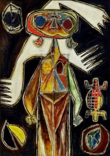 Oswaldo Vigas, Gran Bruja. 1952. Óleo sobre tela. 100 x 70 cm.