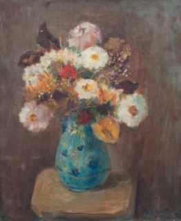 Ramon Gómez Cornet, Jarrón con flores. Óleo/Tela. 47 x 38 cm.
