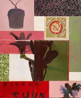 Juan Giralt, Regnum Tuum, 1998-2002. Acrílico y collage sobre lienzo, 195x162 cm.