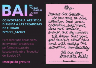 BAI Convocatoria artística dirigida a las creadoras de Euskadi
