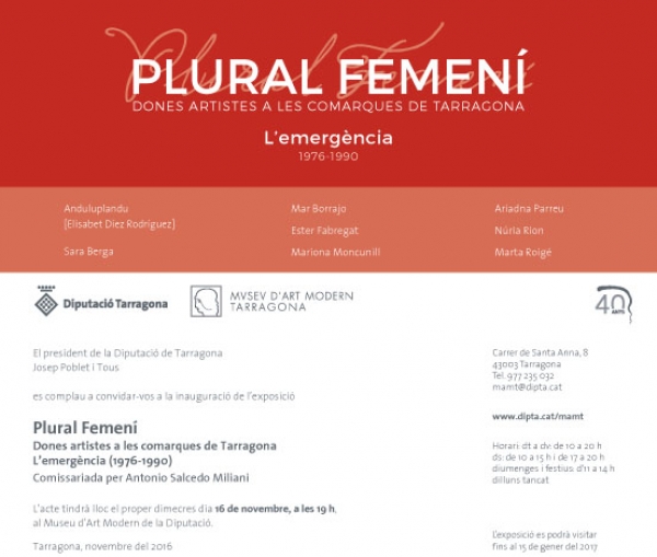 Plural Femení. Dones artistes a les comarques de Tarragona. L\'emegència (1976-1990)