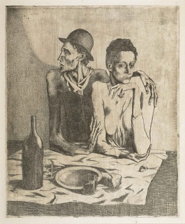 Pablo Picasso, Le repas frugal, 1904. Aguafuerte sobre papel japonés – Cortesía del Museu Fundación Juan March