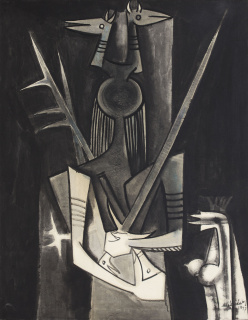 Le Guerrier I, 1947, Oil on canvas, 42 1/8 x 33 in.  [107 x 84 cm.]