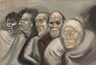 José Clemente Orozco, Five Heads (Beggars), gouache on wove paper, 11 × 16 inches, c. 1940