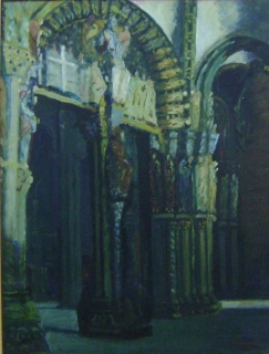 Pórtico de la Gloria. Óleo sobre lienzo. 59 x 46 cm