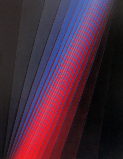 Fächerbild Blau-Rot-Blau, 1969, acryl auf Leinwand, 195 x 240 cm