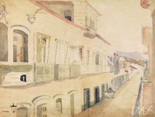 Rua do Cano, Rio de Janeiro, c.1825-1826. Grafite, nanquim e aquarela sobre papel, de William John Burchell / Highcliffe Album / Acervo IMS
