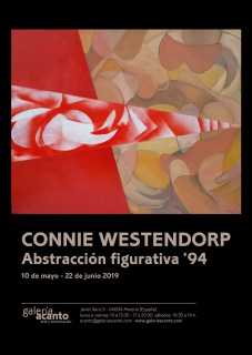 Imagen Cartel: Connie Westendorp, Abstracción figurativa 1, 1994, óleo y mixta sobre tela, plantillas y difusor, 81 x 100 cm.