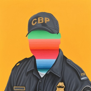 Alejandro Macias Border Watcher II, 2023 Oil and acrylic on canvas 24 x 24 in. 60.96 x 60.96 cm